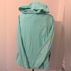 Vineyard Vines Men’s long sleeve hooded Tee tunic size xSmall - sea foam green